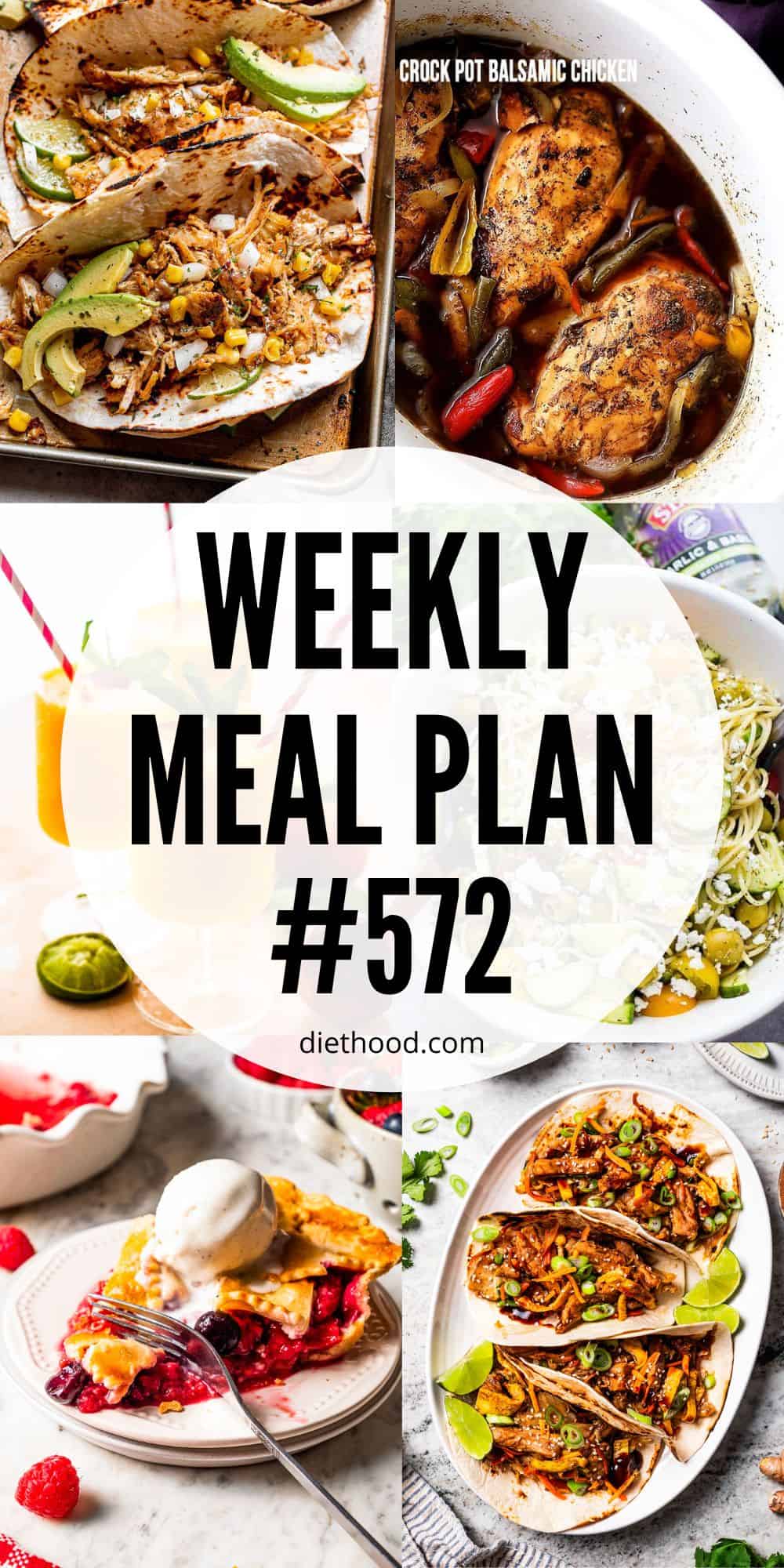 Meal plan food collage with text overlay.