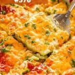 Zucchini casserole in a baking dish.