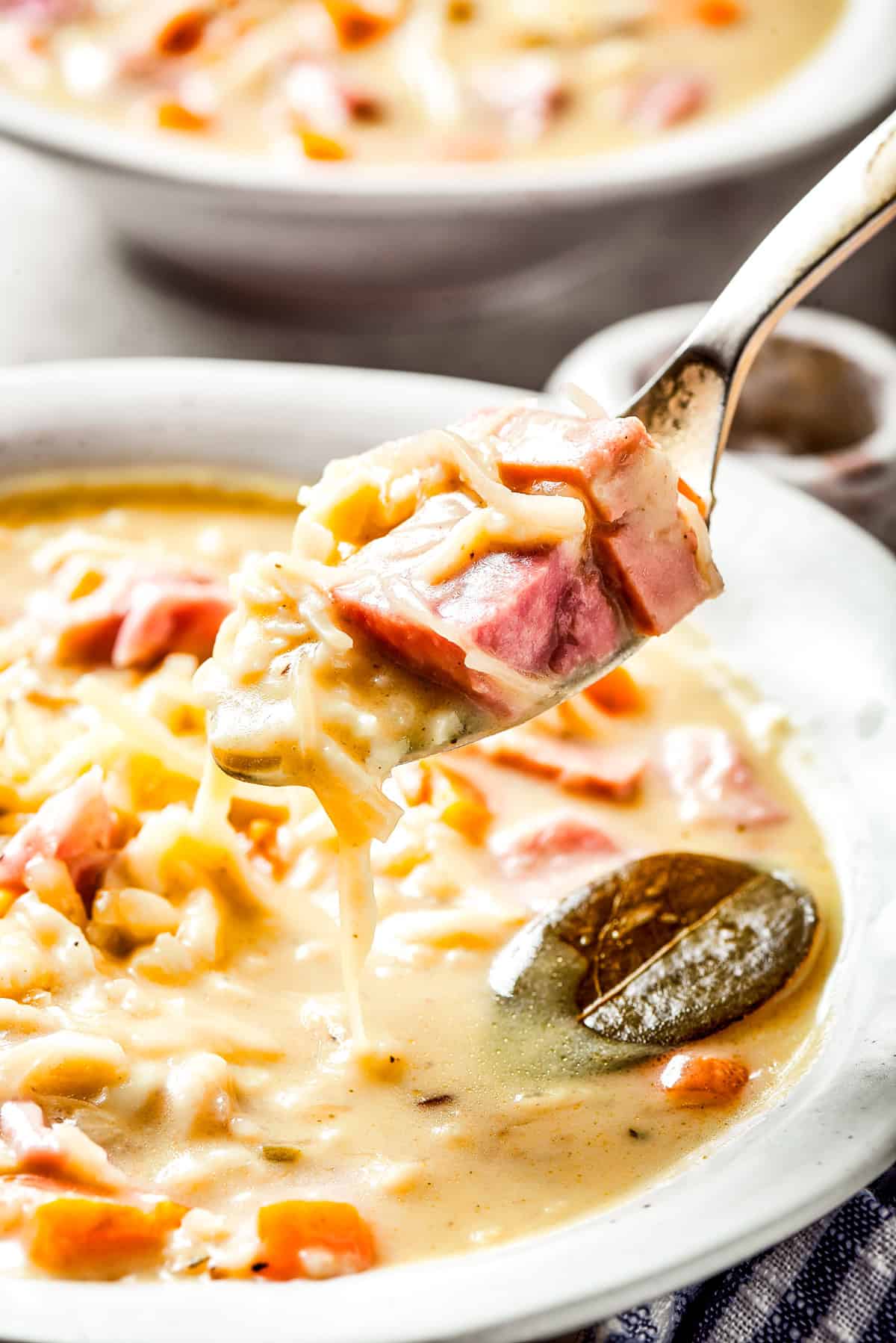 Weekly Menu Plan A spoon scooping out Reuben soup from a bowl.