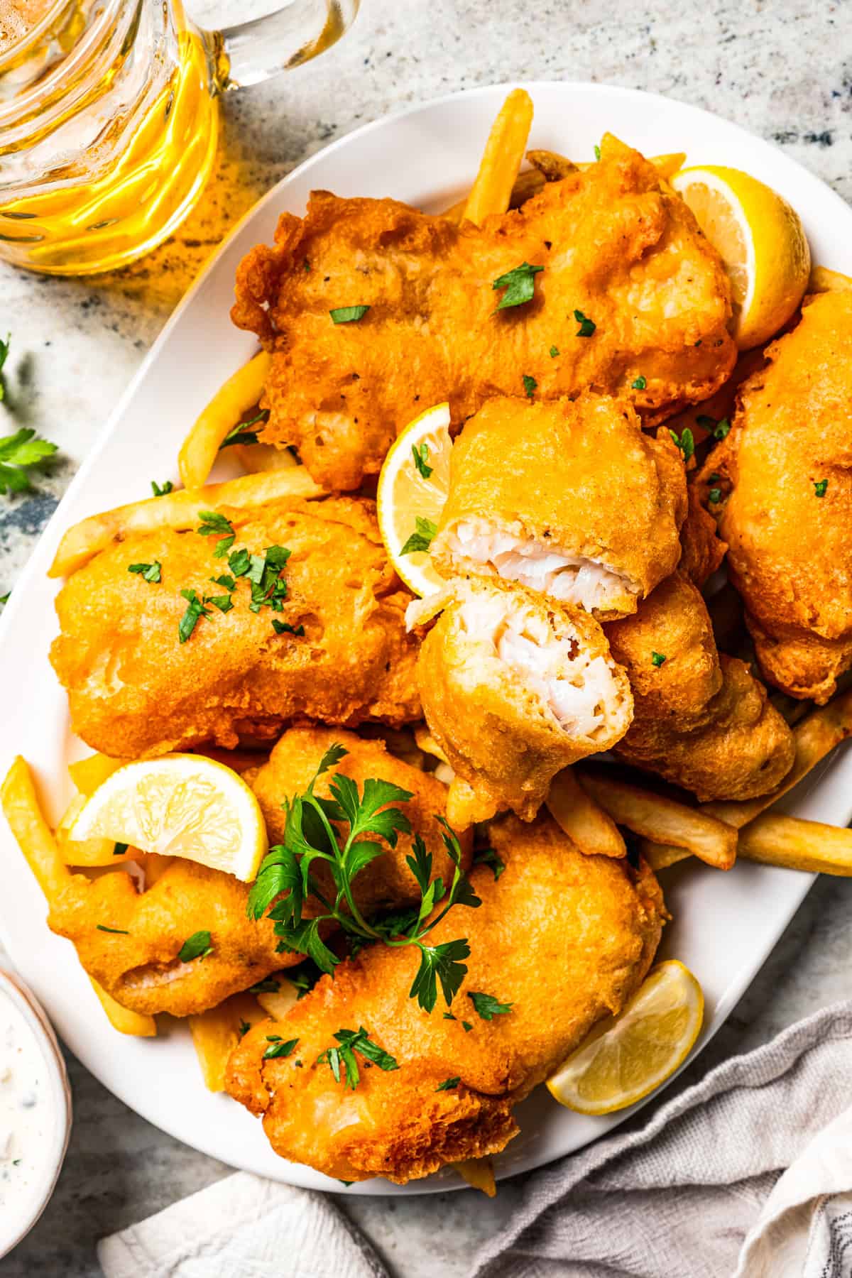 Make beer-battered fish with easy ingredients! This crispy, flaky fried white fish is perfect for tacos, pub-style fish and chips, and more.