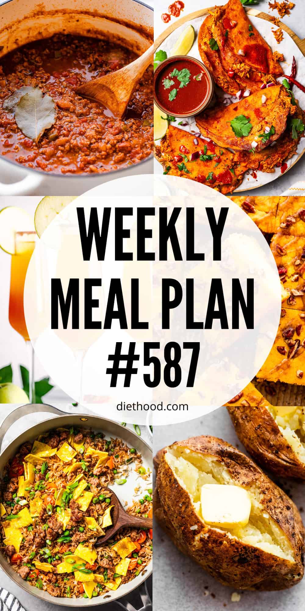 Weekly Meal Plan by Diethood Meal plan food collage with text overlay.