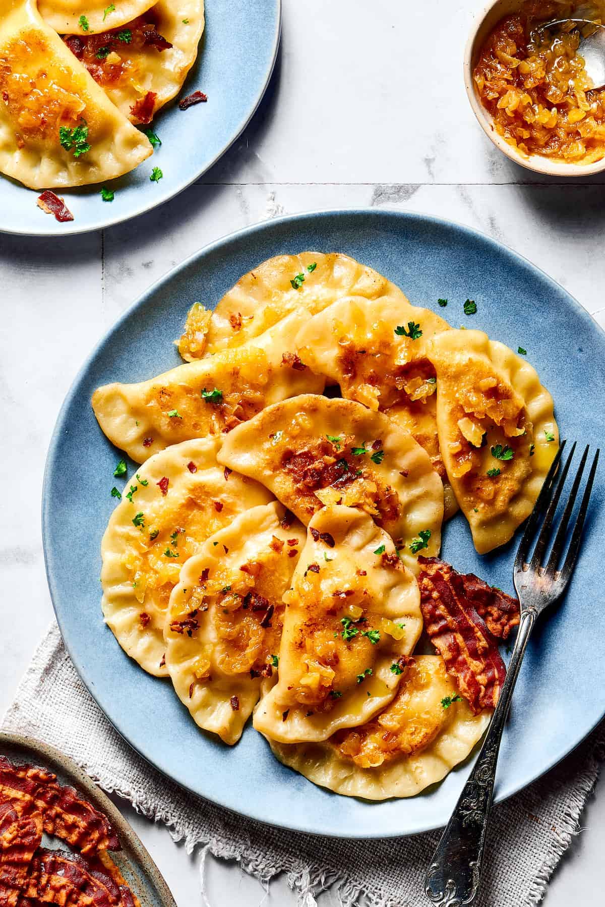 Weekly Meal Plan A plate of homemade pierogi.