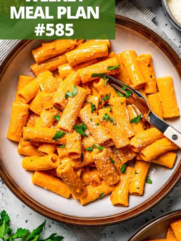 Rigatoni vodka served in a bowl.